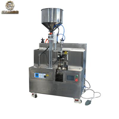 China Food lab use small size semi-automatic ultrasonic toothpaste tube filling and sealing machine with capacity 10 tubes per minute for sale