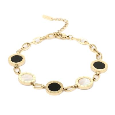 China Wholesale CLASSIC Cuban Chain Bracelet White And Black Shell Stainless Steel Bracelet For Women Jewelry for sale