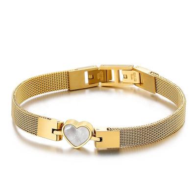 China Stainless Steel Mesh Cuff Bracelet Mesh Chain Bracelet Gold Plated Fashion Jewelry Custom Made TRENDY for sale