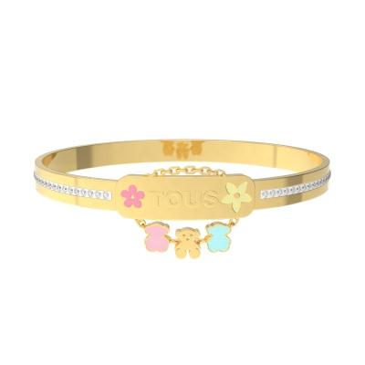 China Fashion Trendy Colorful Bear Chain Accessories Stainless Steel Bear Gold Bangle Bracelet Luxury Jewelry for sale