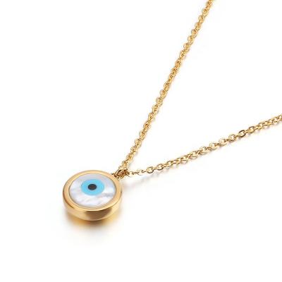 China 2022 Vintage Fashion Stainless Steel Jewelry Blue Eye Turkey Pendant Evil Eyes Necklace Custom Made for sale