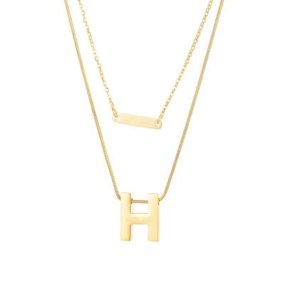 China FASHIONABLE Custom Minimalist Fine Letter Jewelry 18K Gold Stainless Steel H Initial Pendant Necklace for sale