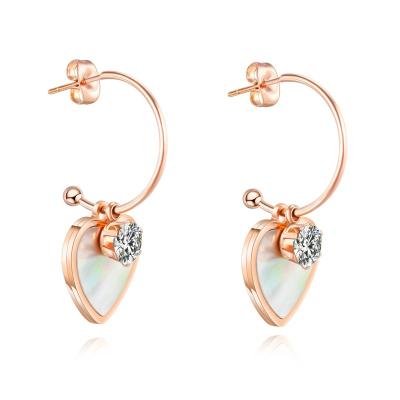 China Fashion Romantic Earrings Trend 2022 Colorful Steel Shell Heart High Quality Stainless Steel Earrings for sale