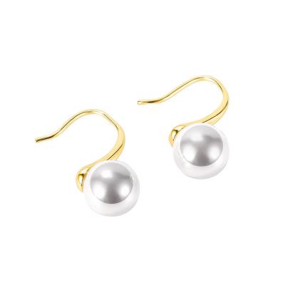 China Simple Vintage Shell Pearl Earring Fine Stainless Steel Freshwater Pearl Drop Earrings For Wedding for sale