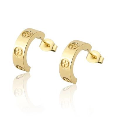 China Wholesale FASHION FASHIONABLE Designer Brand 18k Gold Plated Stainless Steel Stud Earrings For Women for sale