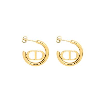 China Trendy Popular Designer Luxury Brand Jewelry 18K Gold Letter D Stainless Steel Stud Earrings For Women for sale