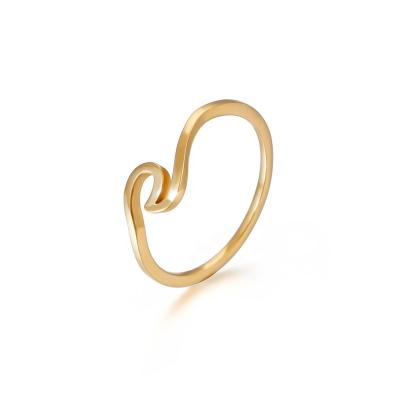 China Factory Wholesale Simple Trendy Women Jewelry Simple Wave Shape Stainless Steel Ring for sale