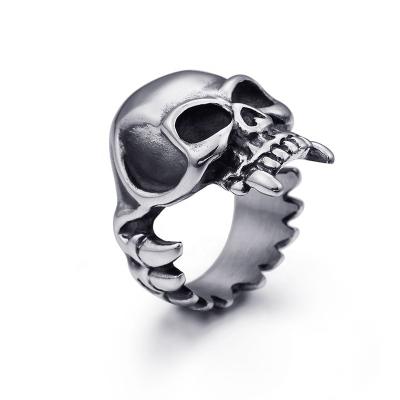 China 316L Stainless Steel Jewelry Wholesale Fine Punk Viking Punk Style Skull Ring For Men for sale