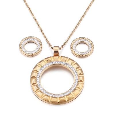 China Dubai Luxury High Quality Elegant 18K Gold Jewelery Circle Bridal Jewelry Set For Wedding for sale