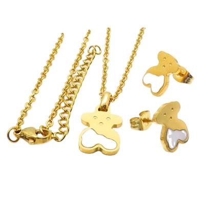 China Customized CLASSIC Fashion Stainless Steel Jewelry Bear Design Accessories Women Jewelry Set for sale