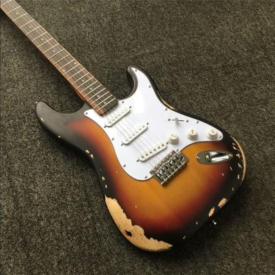 China Custom vintage mahogany heavy style relic handcrafted electric guitar in electro china chinese electricas electric guitars for sale