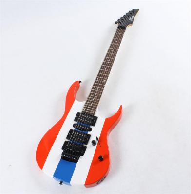 China Strip Mahogany Flag Stripe Color Good Quality Hand Made Electric Guitar for sale