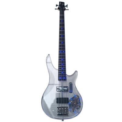 China 4 four string blue acrylic led guitars electro electricas bass guitar gitar electric guitarra lightweight acrylic electric guiter for sale