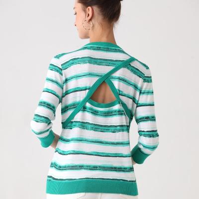 China Printed Knitwear QUICK DRY Cold Stripe Summer Jumper for sale