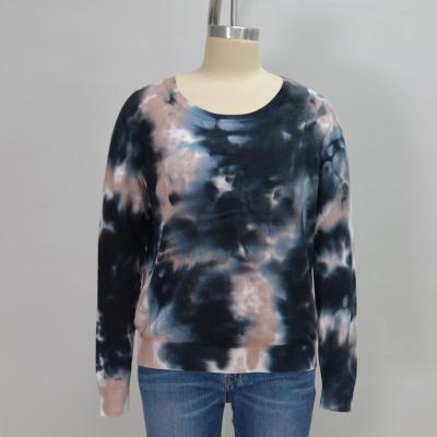 China Environmental Friendly Anti-wrinkle Tie Dye Knitted Jumper Cotton Sweater for sale