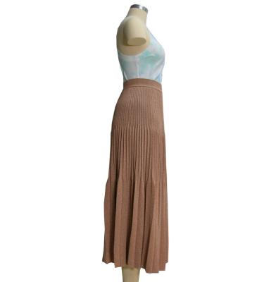 China Anti-Wrinkle Womens Pleated Skirt Knitwear Full Needle Pleating Sweater Skirt for sale