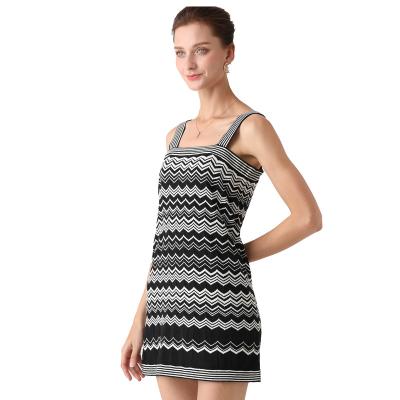 China Anti-wrinkle Women Halter Dress Top Knitwear Striped Zig Zag Camisole Sweater for sale