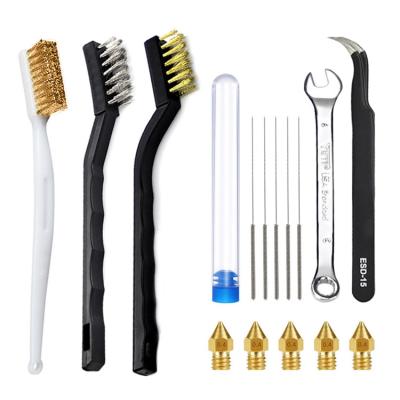 China 16 Piece 3D Printer Set 3D Printer Accessories Nozzle Cleaning Machines Cleaning Needle Brush Tweezers Kit Set for sale