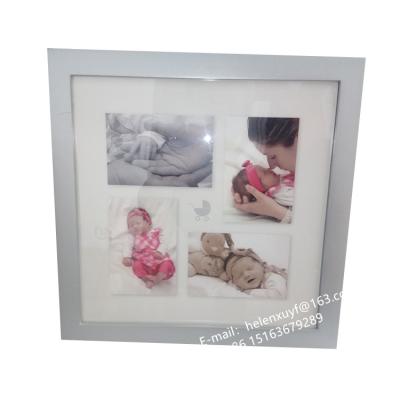 China Classic Baby Collage Photo Frame Double Sided Silver Wooden MDF Picture Frames Baby Gift for sale