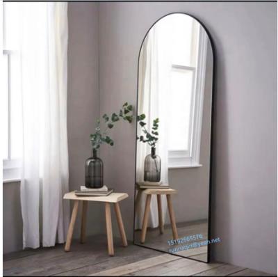 China CLASSIC Black Gold Metal Framed Mirror Arch Wall Floor Standing Mirror 60x95 60x120cm For Dressing Bathroom Espejos for sale