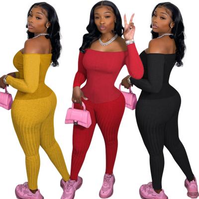 China 3 Color Women Breathable Loungewear Off Shoulder Tube Top Overalls Collarless Knit Ribbed Overalls for sale