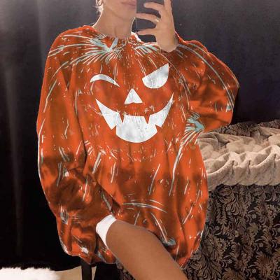 China Yingyue Winter Women's Breathable Halloween Shirts Wholesale 2021 Halloween Women Casual Plus Size Long Sleeve Pumpkin Shirt for sale