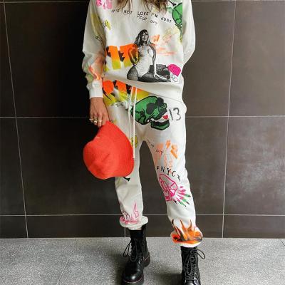 China Yiwu Yingyue Autumn Halloween Cartoon Painted Unisex Fleece Sweatpants Breathable Graffiti Printed Jogger Pants for sale