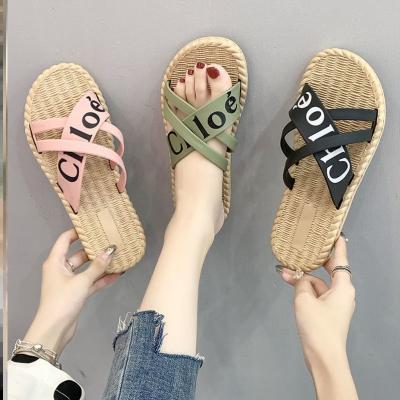 China Fashion trend lasted 2021 outlet hollow slippers tilt heel designers fashion trend leisure cross women's slipper for sale