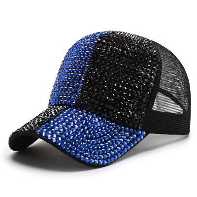 China Simple JOINT Fashion Trucker Hats Women Diamond-Encrusted Mesh Hats Breathable Party Winter Customs for sale