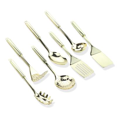 China Sustainable Home And Kitchen Stainless Steel Utensil Set With Comfortable Handle Kitchen Utensils Gold Cookware Set for sale