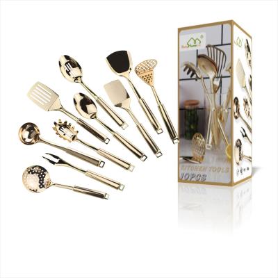 China 10PCS Rose Gold Plated Stainless Steel Kitchen Cookware Set High Quality Heat Resistant Viable for sale