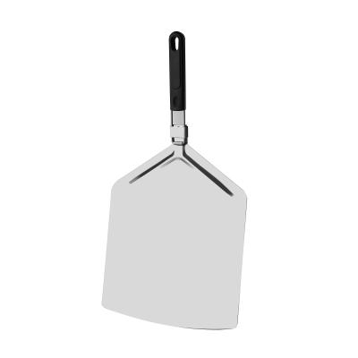 China Amazon Hot Selling Stainless Steel Large Pizza Skin Cake Spatula Viable Folding Shovel With Plastic Handle Pizza Paddle For Homemade Pizza for sale