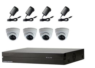 China Dome IP Camera 4 Channel NVR Kit , IP Security Camera Kit With 5pcs Power Supply for sale