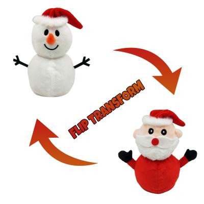 China New Cotton Santa Claus Plush Toys Christmas Snowman Reversible Flip Christmas Doll Toy for sale