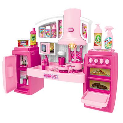 China 20201 Plastic Hot Happy Kids Girls Buffet Toys Cooking Play House Pretend Set For Kids Cooking With Led Light for sale