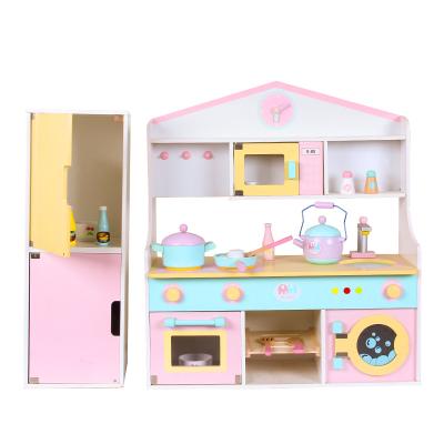 China 20201 Eco-friendly Hot Happy Kids Girls Wooden Buffet Toys Cooking Play House Pretend Set For Kids Baking for sale