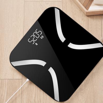 China WITH LID Body Composition Cheap Fitness Scale Bluetooth Weight Mass Scale For Travel Black Digital Display Rectangle Minimalist Support for sale