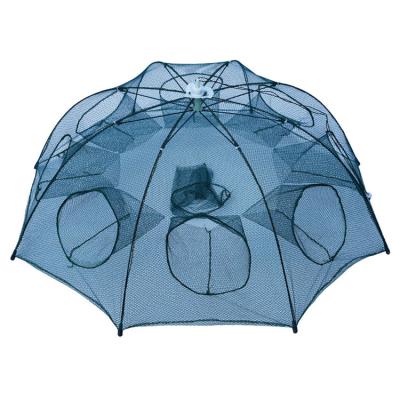 China Hexagon 6/8/12/16 Holes High Strength Portable Crab Crab Fish Trap Shrimp Carp Automatic Catcher Cages Mesh Nets Folded Fishing Net for sale