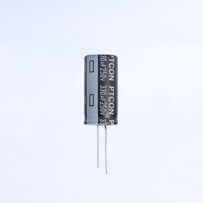 China Sufficient long life low voltage PTCON price 18x35 250v 330uf general purpose aluminum electrolytic capacitor for sale