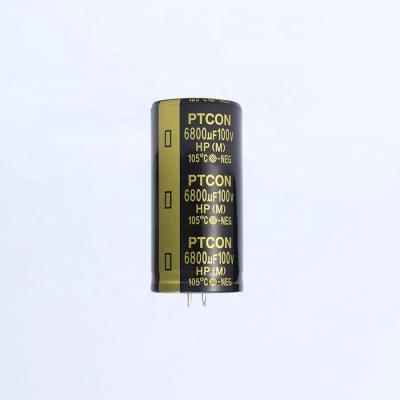 China High Quality Sufficient Price 35x70 100v 6800uf General Purpose Lower Long Life PTCON Voltage Break In Aluminum Electrolytic Capacitor for sale