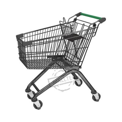 China Large Capacity Steel European Style Easy-Carry Grocery Cart With Coin Lock for sale