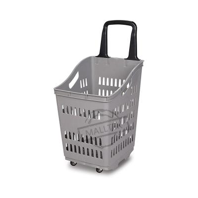 China High Quality HDPP Plastic Shopping Trolley Easy-carry Basket With Wheels For Supermarket for sale