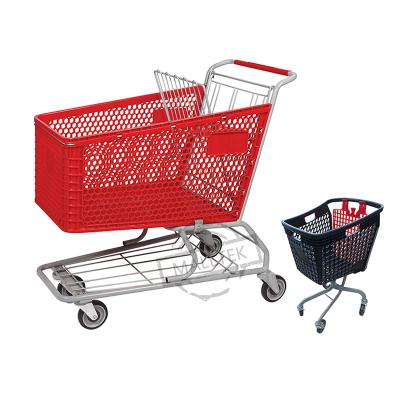 China New Design Grocery Store Supermarket Easy-carry Pure Plastic Shopping Cart for sale