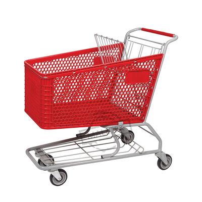 China Good Quality Retail Store Half Plastic Shopping Trolley Convenience With Seat Belt for sale