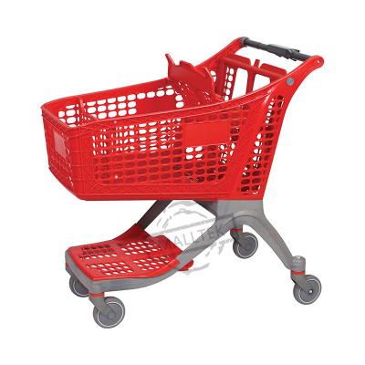 China Convenience New Design Pure Plastic Hand Push Shopping Trolley For Supermarket Store for sale