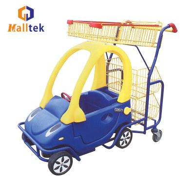 China Eco-fashion New Style Supermarket Children Shopping Plastic Kids Toy Trolley Cart for sale