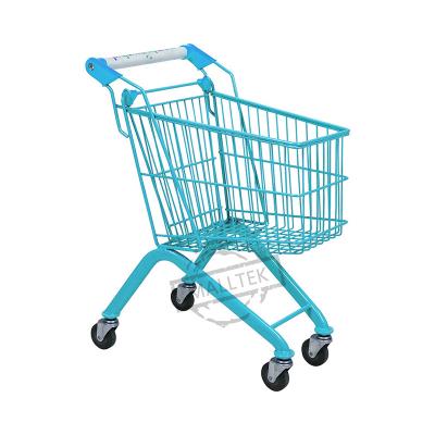 China Factory Price Colorful Easy-Carrying Metal Kids Grocery Cart With Flag for sale