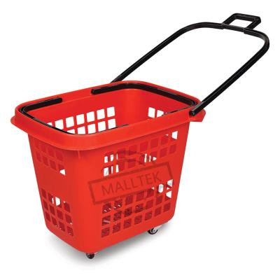 China High Quality Double Handle Four Wheels Plastic Supermarket Shopping Trolley Easy-Carry Basket for sale