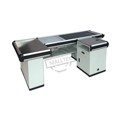 China Modern Eco - Friendly Stainless Steel Checkout Counter Cash Desk In Supermarket for sale