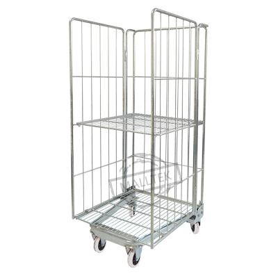 China Easy To Tansport Hot Sale Industrial Folding Cage Galvanized Logistic Trolley for sale